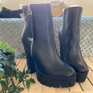 Black platform booties